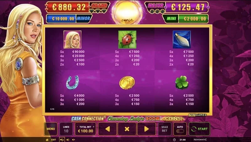 Cash Connection - Charming Lady's Boom Coins - Boom Spins -minipeli laajennetulla ruudukolla